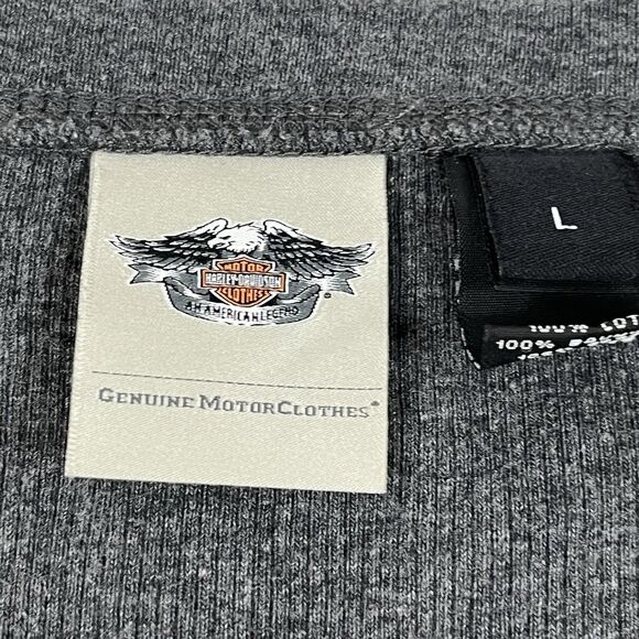Harley Davidson Henley Shirt Women's L Gray Long Sleeve Biker Motorcycles - Picture 3 of 12